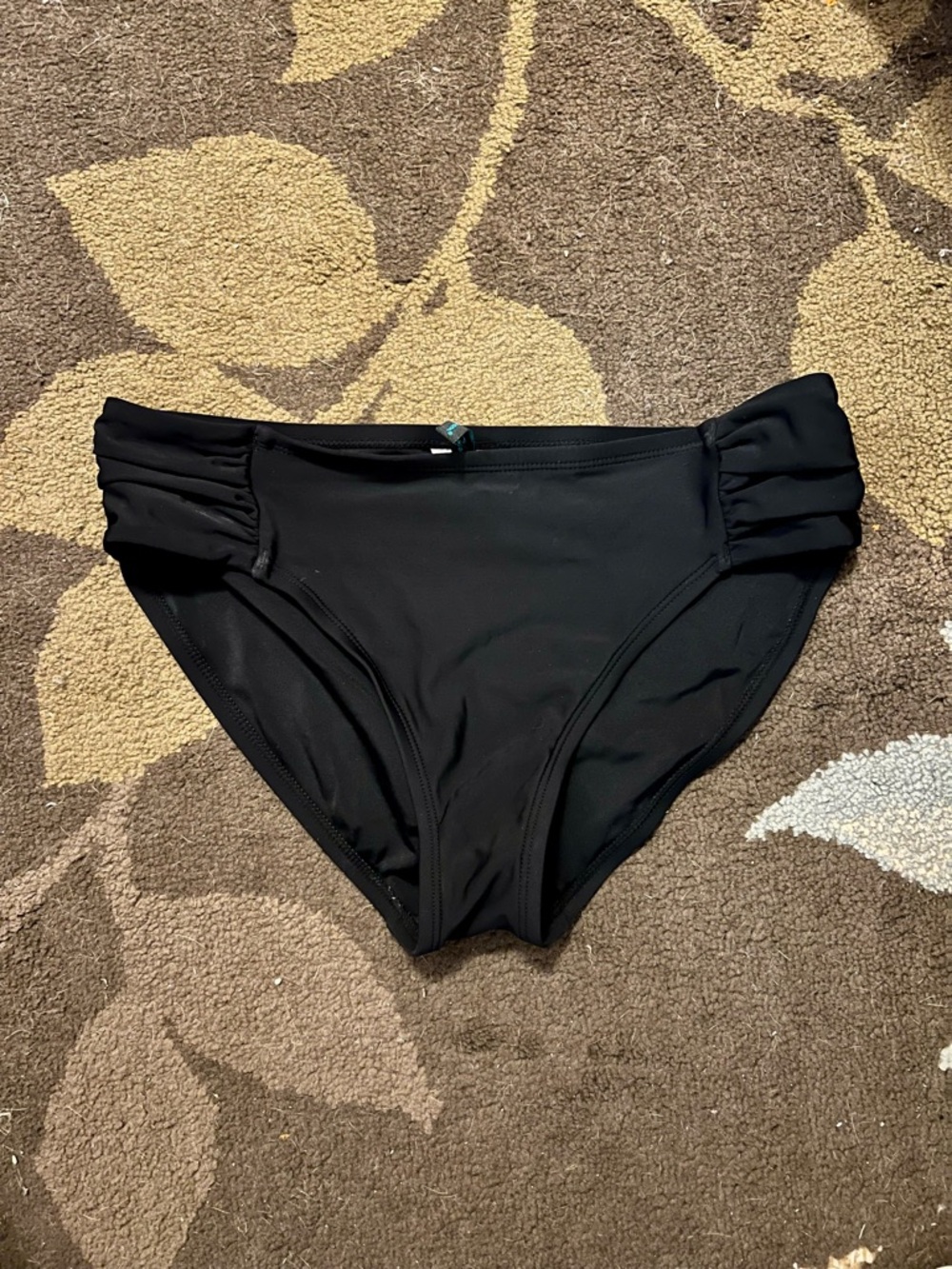Aqua Green Black Ruched Side Bikini Bottom Sz M